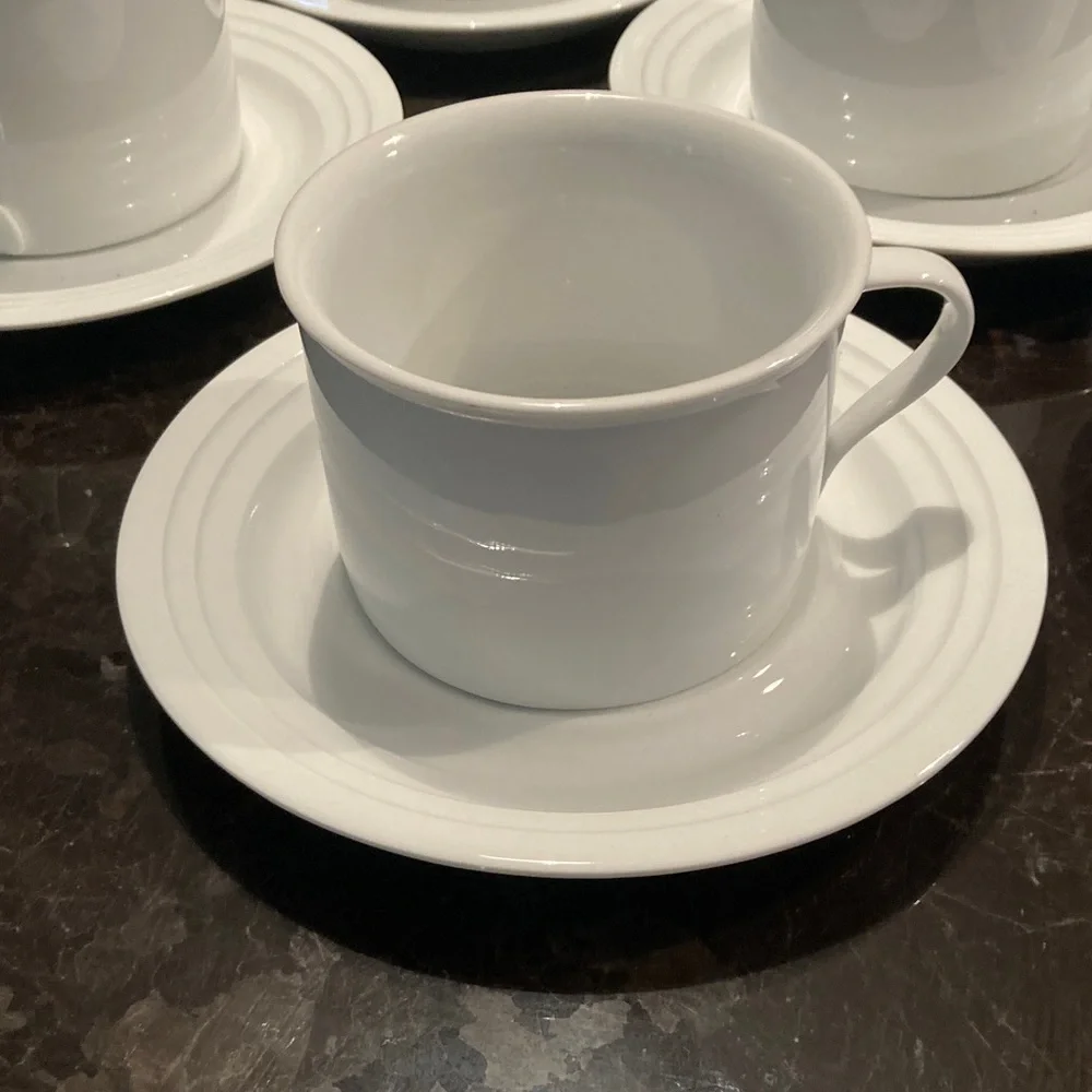 Crate&Barrel White Cup and Saucer Set so ho spirit